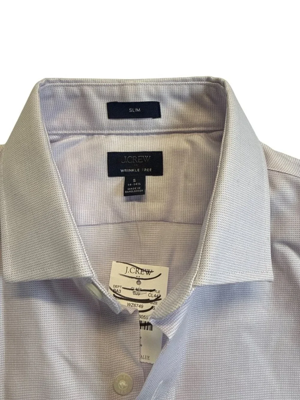 J Crew Mens Wrinkle Free Dress Shirt~ Size S 14-14.5~Lilac Petal Slim NWT L9 34